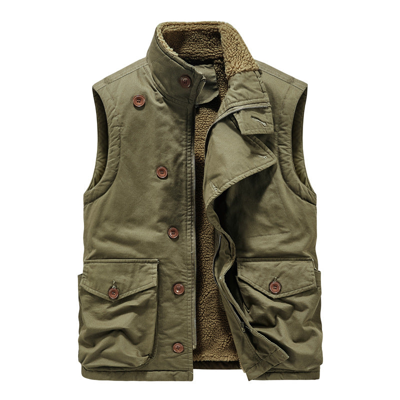Cross-border Winter New Workwear Vest Men's Cotton-padded Jacket Amazon Cotton-padded Jacket Loose Cotton-padded Jacket Washer Jacket fleece-lined Cotton-padded Jacket