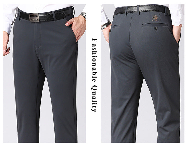 Autumn and winter four-sided casual pants high elastic straight anti-wrinkle men's pants non-ironing business long pants wholesale dad men's clothing
