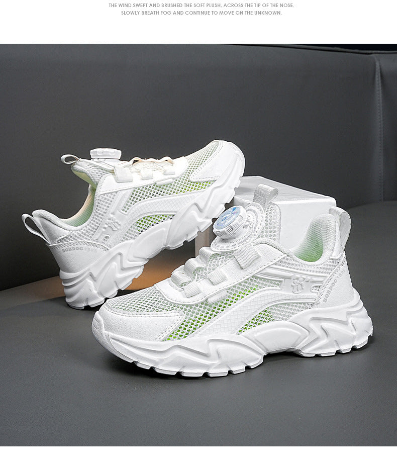 Babou Children's Shoes Men's and Children's sneaker Mesh Surface Spring and Summer Single Mesh Hollow Running Shoes for Middle and Big Children and Students Breathable