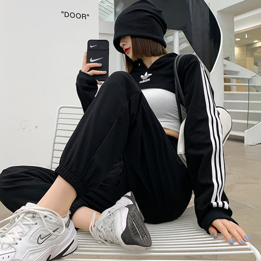 2026 Thin Ice Silk Sports Pants for Women, Loose White Joggers, Summer Thin Casual Harem Sweatpants for Petite Figures