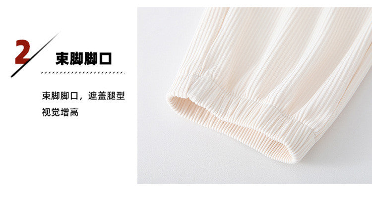2026 Thin Ice Silk Sports Pants for Women, Loose White Joggers, Summer Thin Casual Harem Sweatpants for Petite Figures