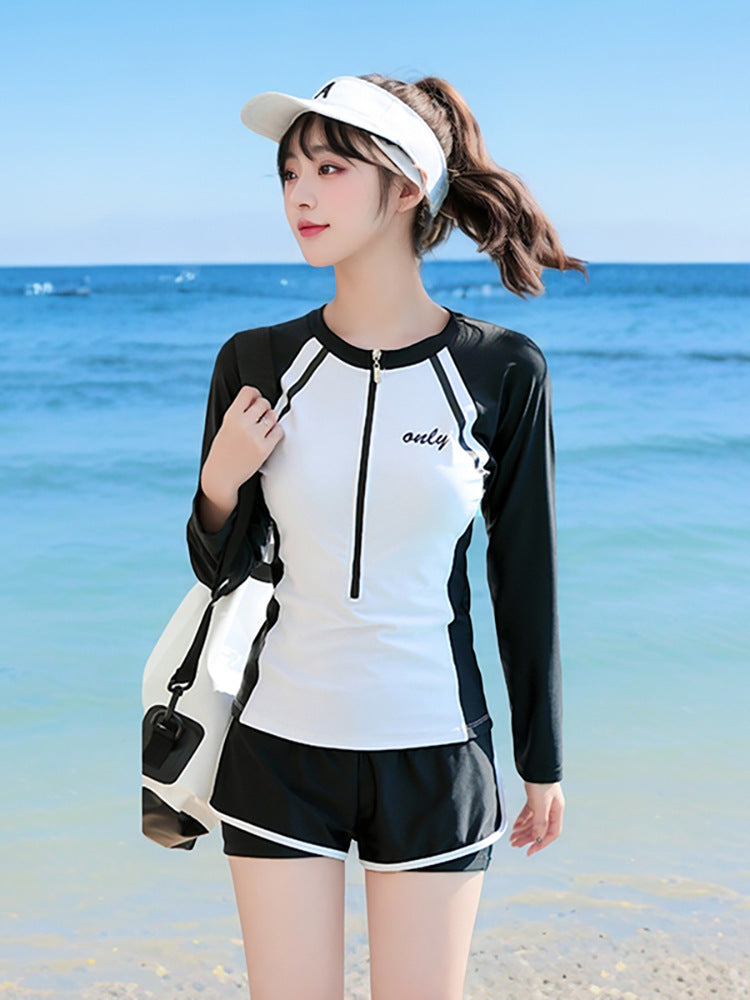 Sports Style Swimsuit Female Split Student Conservative Belly-Covering Slimming Look Boxer Briefs Large Size Summer Hot Spring 2025 New Style