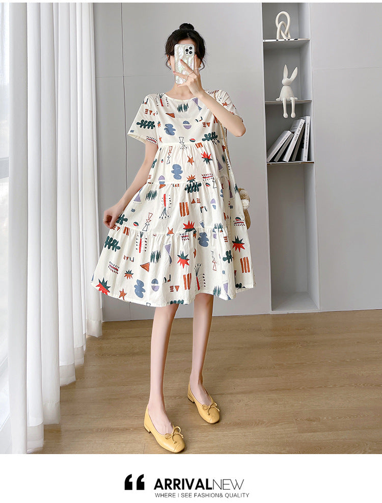 Maternity Summer dress 2024 New Fashion Western Style Loose Pregnant Women dress Hot Mom Loose Pregnant Women Skirt