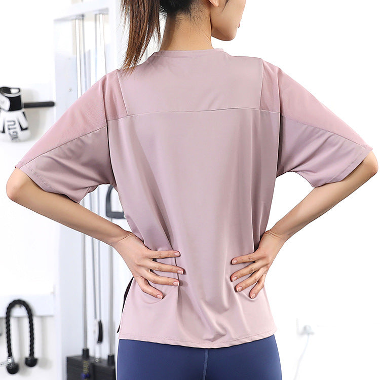 Women's Loose Short Sleeve Yoga T-Shirt - Quick-Dry Fitness Top