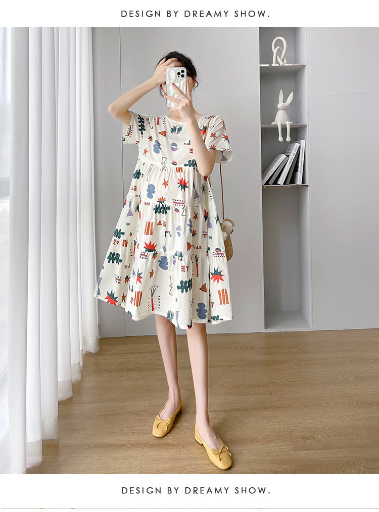Maternity Summer dress 2024 New Fashion Western Style Loose Pregnant Women dress Hot Mom Loose Pregnant Women Skirt
