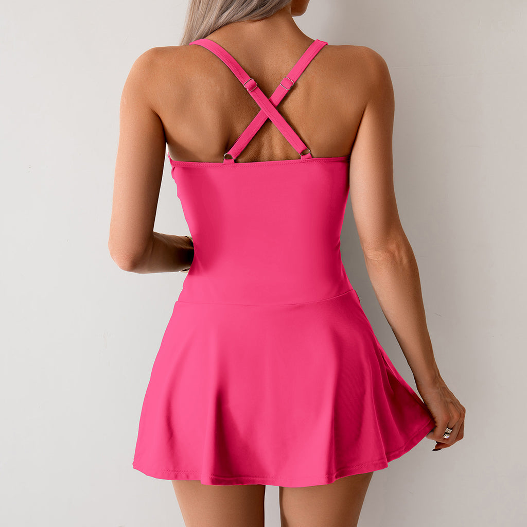 2025 Amazon New Split Swimsuit Women's Hot Spring Cross-border European and American Skirt plus size Swimsuit Boxers Wholesale