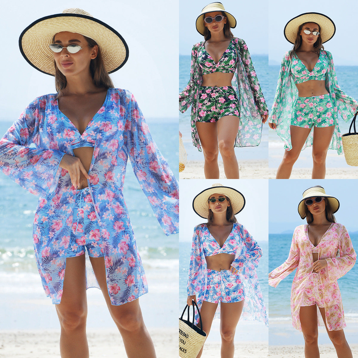 Mingyi New Fashion Sexy European and American Bikini BIKINI Three-piece Women's Swimsuit Multicolor High-end Printed Swimsuit