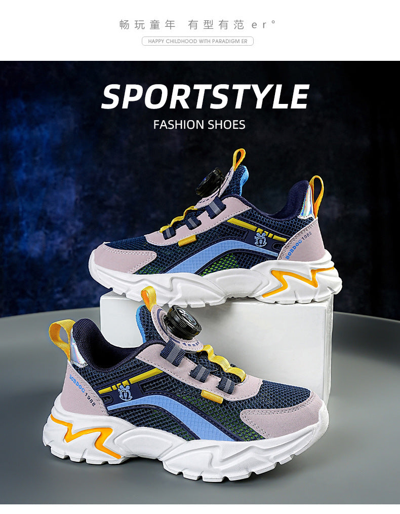 Babou Children's Shoes Men's and Children's sneaker Mesh Surface Spring and Summer Single Mesh Hollow Running Shoes for Middle and Big Children and Students Breathable