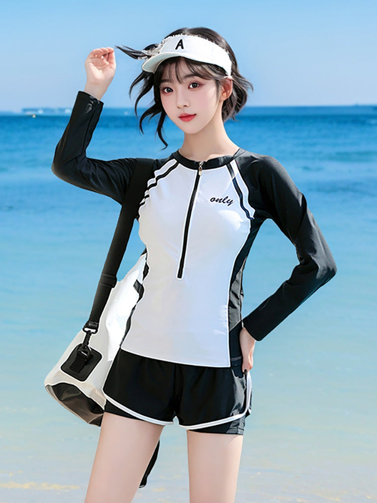Sports Style Swimsuit Female Split Student Conservative Belly-Covering Slimming Look Boxer Briefs Large Size Summer Hot Spring 2025 New Style