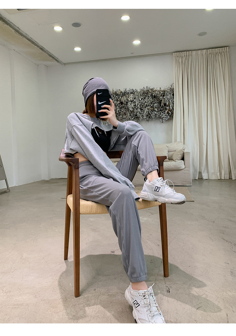 2026 Thin Ice Silk Sports Pants for Women, Loose White Joggers, Summer Thin Casual Harem Sweatpants for Petite Figures