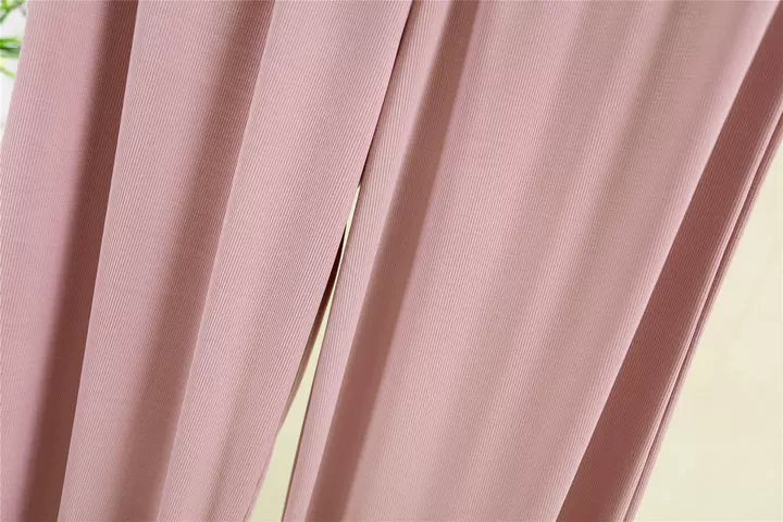 Korean style high waist drawstring lace-up ice silk seamless straight slimming wide-leg pants summer thin draping casual trousers