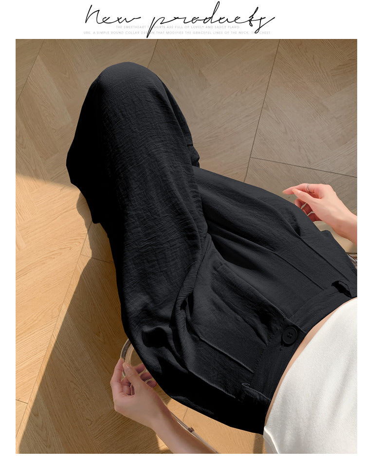 Real Shot of Textured Ice Silk Wide-Leg Pants for Women, New Summer Thin Pants for Small People, High-Waisted Casual Pants and Skirts