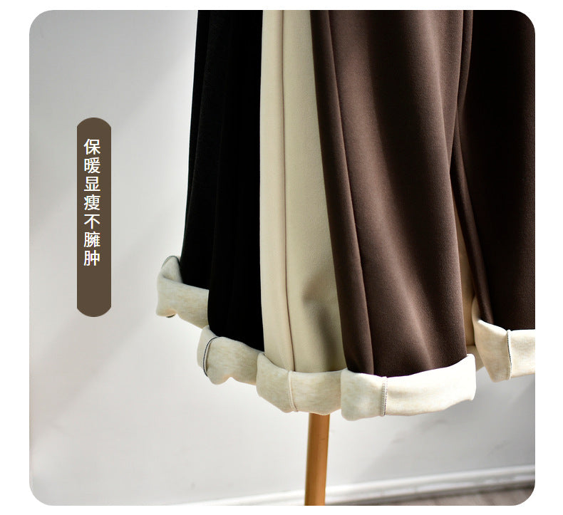 【Double Warm Wool Pants】Women's New Style Draped Wool Silk Soft and Smooth Winter Slimming Wide-Leg Casual Long Pants for Women