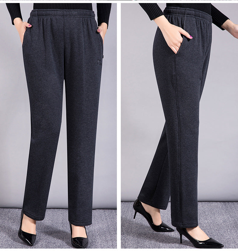 Middle-aged Women's Pants Autumn Thickened Winter fleece-lined Middle-aged Mother's Pants Autumn and Winter Sports Pants Women's Middle-aged Women's Pants