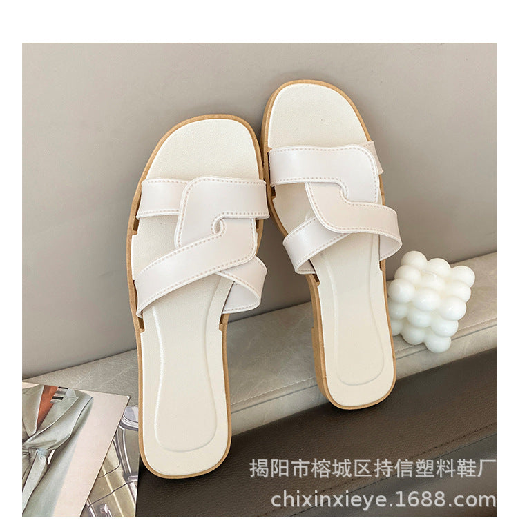 New Style Slippers for Women Summer Outer Wear K-Style Ins Popular Shrimp Skin Fashion Slippers Aliexpress Amazon Wholesale