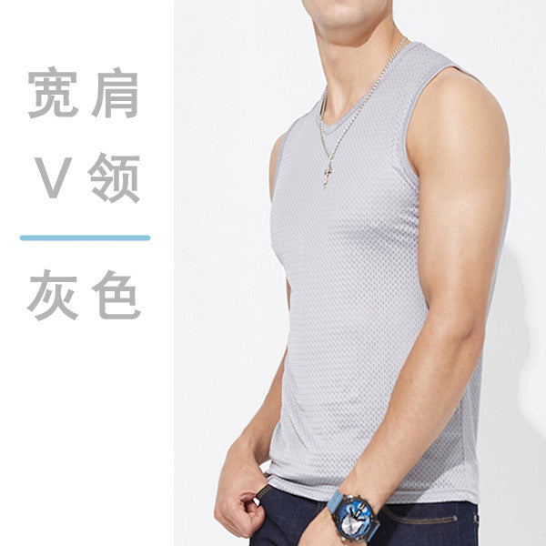 Men's Ice Silk Mesh Tank Top Sports Fitness Quick-Dry Sleeveless Shirt