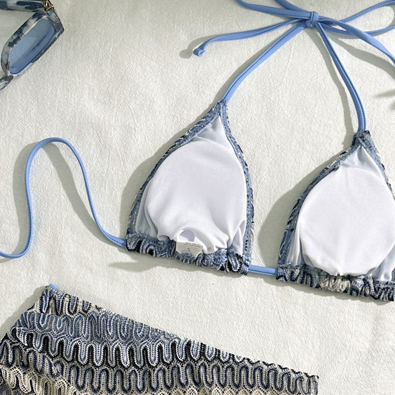 2025 European and American New Embroidered Gradient Sexy Three-Piece Swimsuit Swimsuit Bikini Bikini Cross-Border Export
