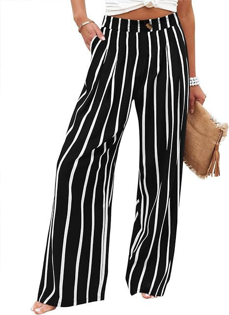 2026 Cross-Border Amazon European and American Summer Comfortable High-Waisted Long Pants with Buttons and Elastic Waist Wide-Leg Pants for Women Casual Straight-Leg Pants