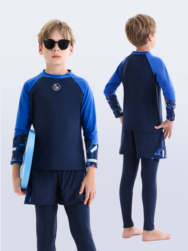 Children's Swimwear Boys' Big Children Split 2025 New Fat Children's Big Children's Hot Spring Swimming Trunks Youth Swimming suit
