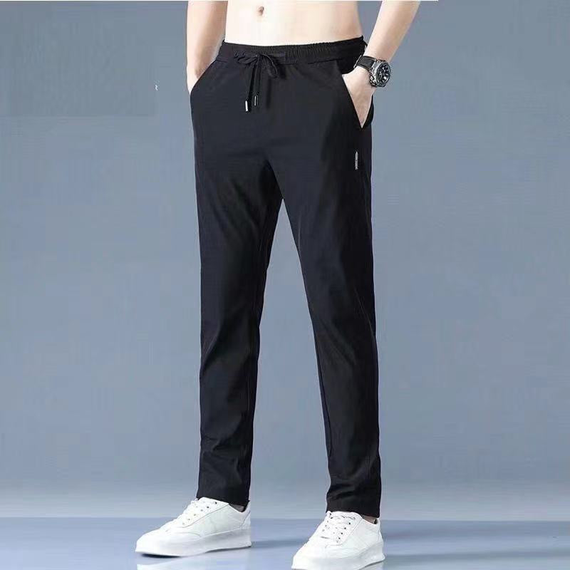 Ice Silk Pants Men's Loose Breathable Straight Slim Casual Pants Summer Thin Trousers Stretch Men's Sports Pants