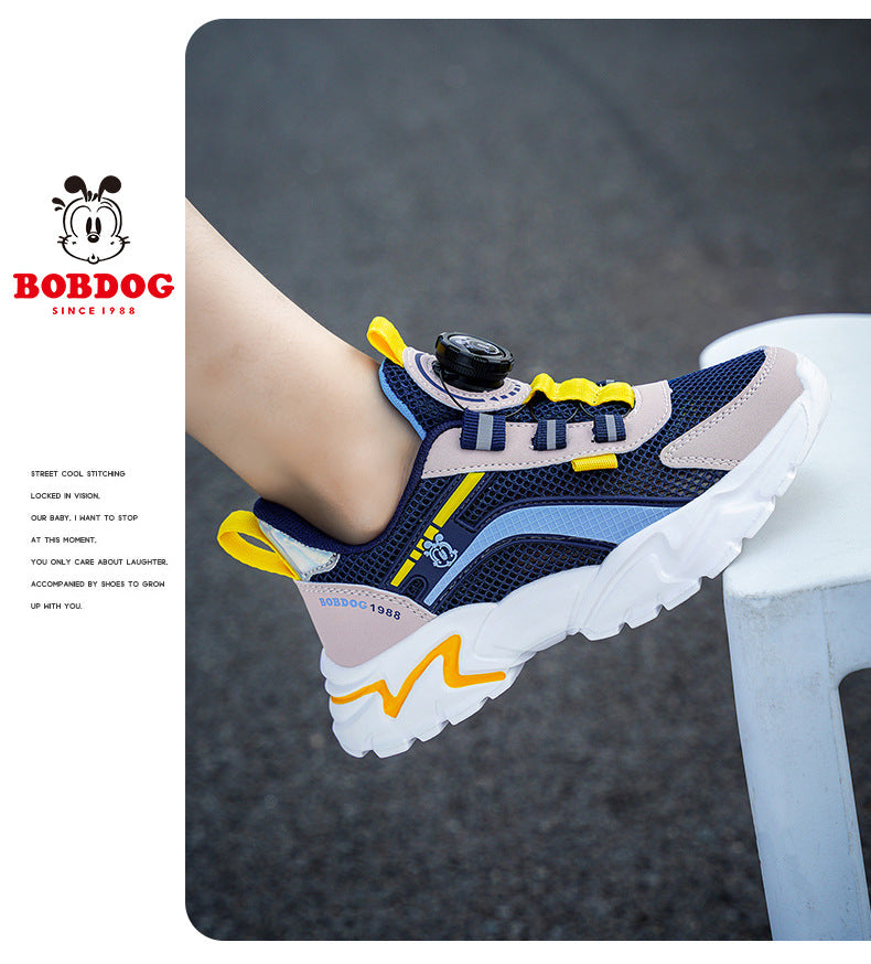 Babou Children's Shoes Men's and Children's sneaker Mesh Surface Spring and Summer Single Mesh Hollow Running Shoes for Middle and Big Children and Students Breathable