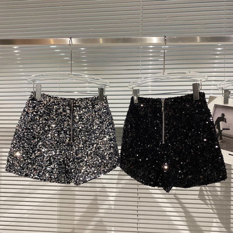 Dropshipping Autum New Full of Sequins Shiny Heavy Zipper Nightclub Socialite Three-Point Shorts Hot Pants for Women
