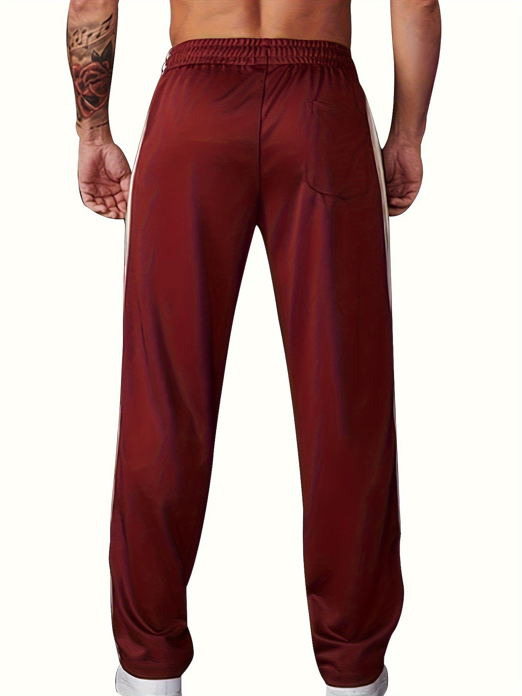 Independent Brand European and American Men's Pearl Cotton Twill Casual Sports Side Stripe Cross-Border High Street Straight Wide-Leg Sweatpants