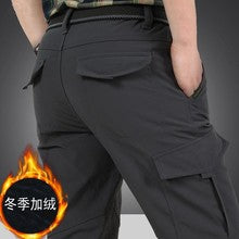 Summer Cargo Pants, Thin, Loose, Plus-Size Men's Shorts, Multi-Pocket Mid-Length Pants, Outdoor Casual Seven-Point Pants, High-Waisted for Men