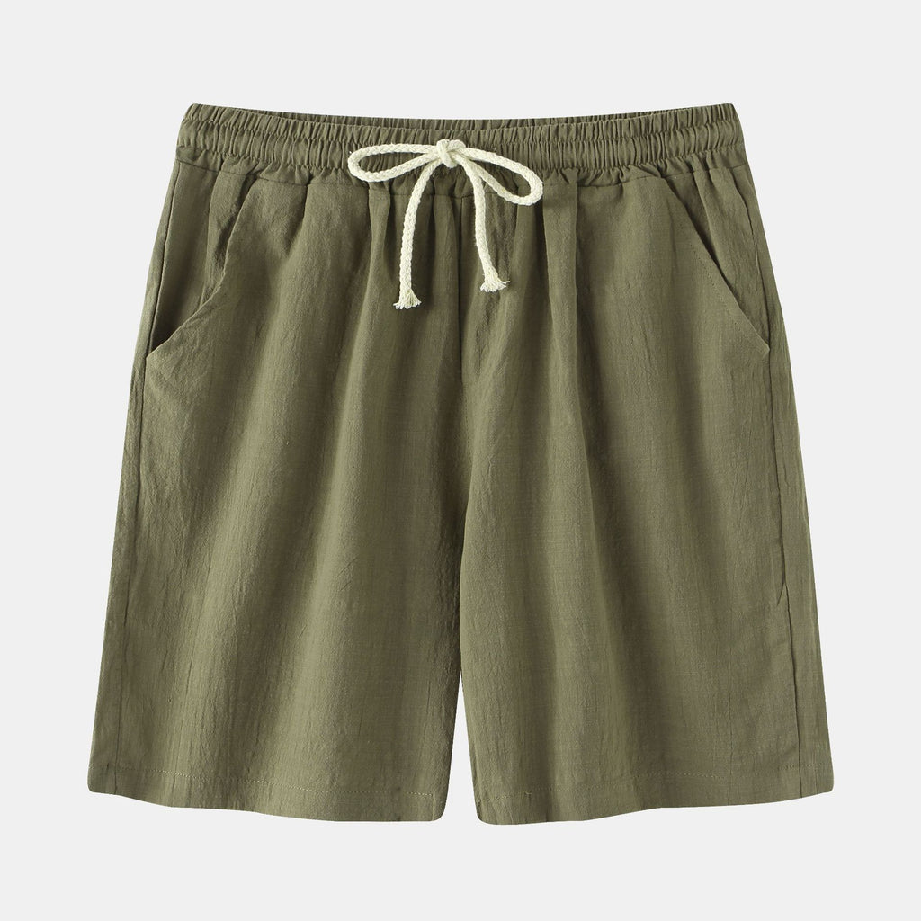 Spring and Summer Men's Casual Pants Men's Cotton and Linen Beach Pants Korean Solid Color Linen Men's Pants Slim-fit Trendy Men's Shorts Five Points