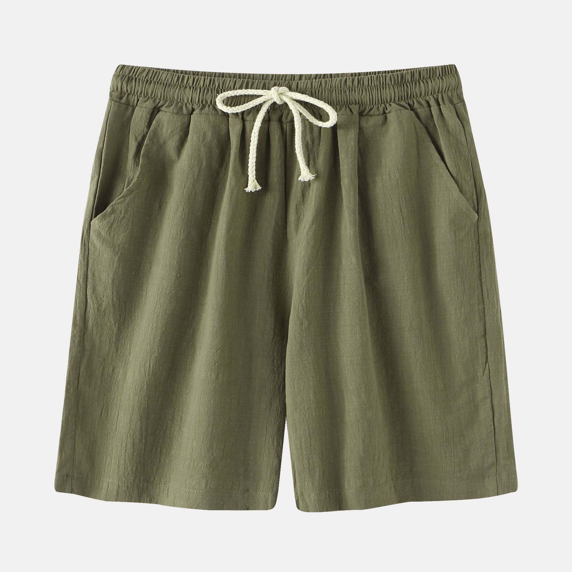 Spring and Summer Men's Casual Pants Men's Cotton and Linen Beach Pants Korean Solid Color Linen Men's Pants Slim-fit Trendy Men's Shorts Five Points