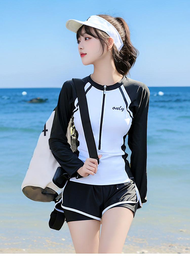 Sports Style Swimsuit Female Split Student Conservative Belly-Covering Slimming Look Boxer Briefs Large Size Summer Hot Spring 2025 New Style