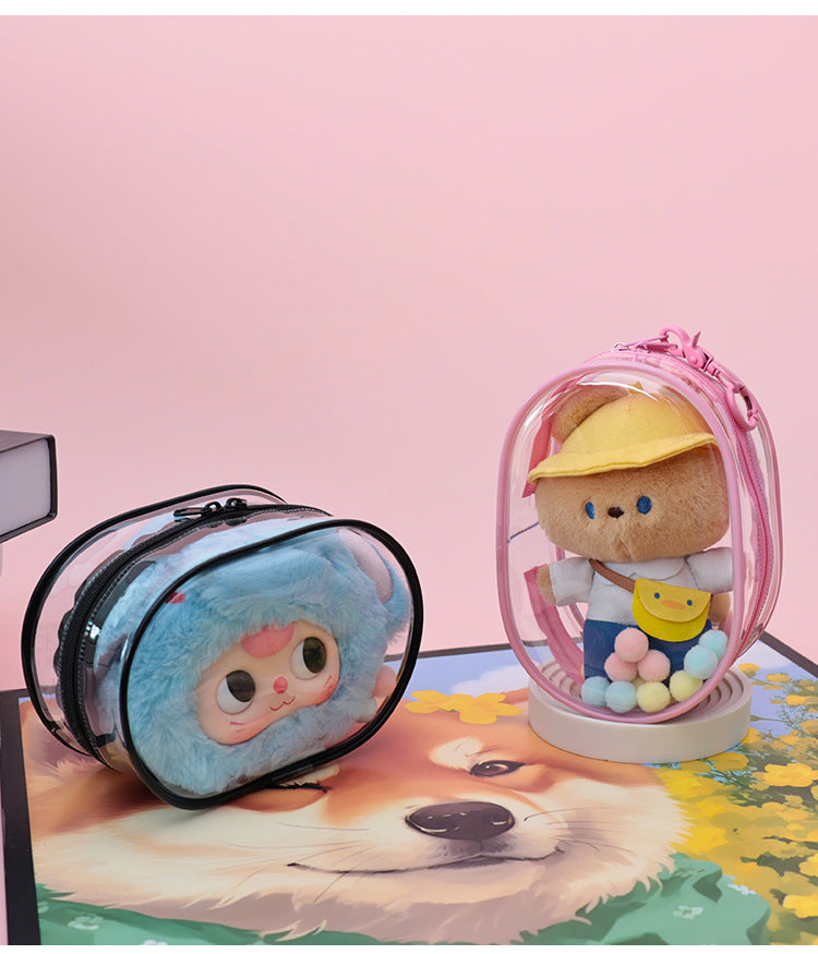 15cm Baby Bag Cotton Doll Pain Bag Trendyy Hand-Made Doll Outing Bag Double Zipper Thickeneded Transparent Baby Walking Bag