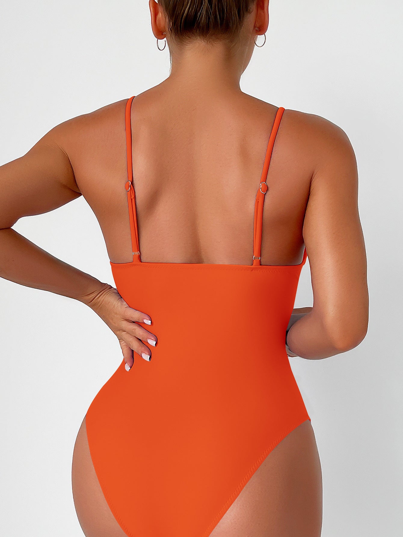 New European and American Solid Color Tight One-Piece Swimsuit Quick-Drying Resort Hot Spring Swimsuit Women's Swimsuit High-End Swimsuit