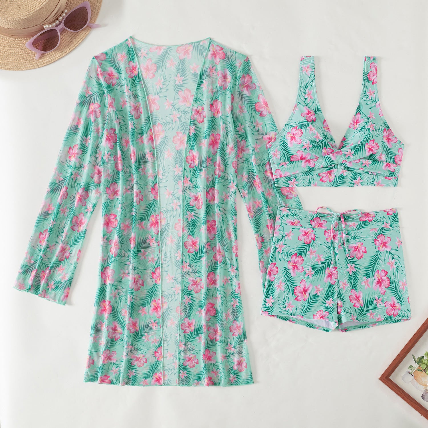 Mingyi New Fashion Sexy European and American Bikini BIKINI Three-piece Women's Swimsuit Multicolor High-end Printed Swimsuit