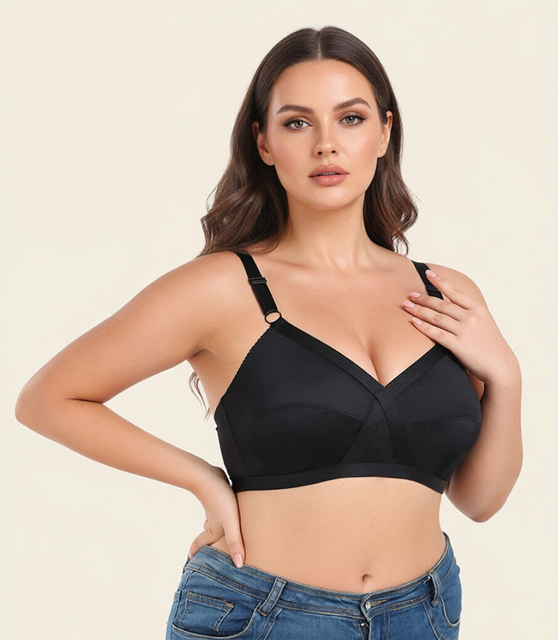 Satin ultra-thin plus size bra without steel ring European and American foreign trade underwear bra women 80BCDEFG-120BCDEEEFG