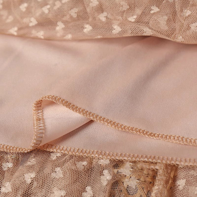 2026 Mesh Heart Printed Skirt Women Elastic High Waist Skirt Elegant Tulle A Line Ruffle Party Skirt Long Summer Saia Feminina