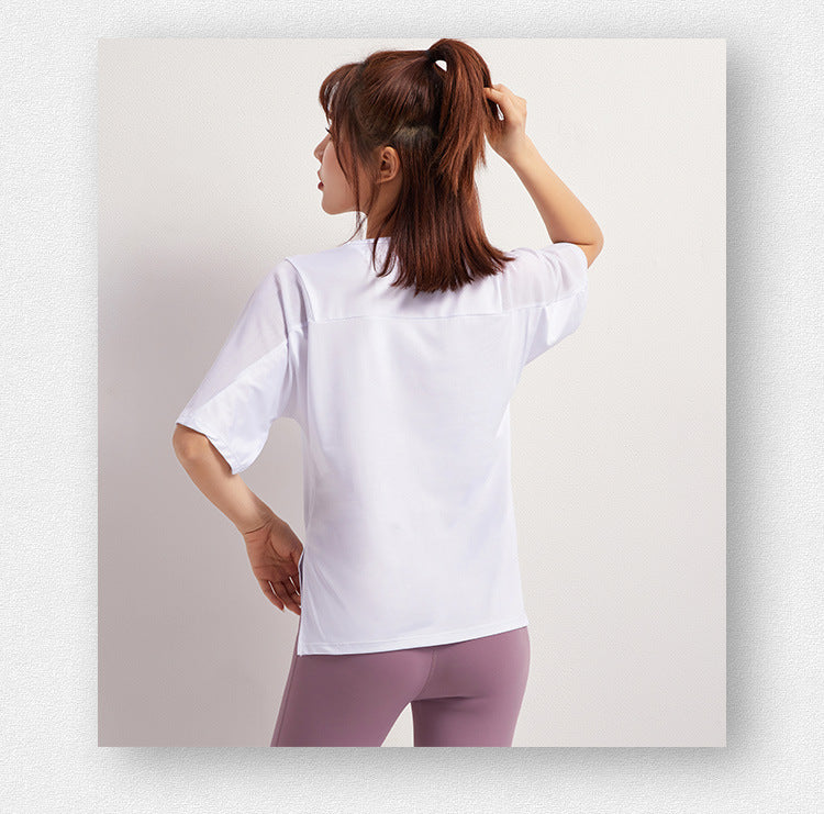 2025 Summer Yoga Top Loose Sports Short Sleeve Women's Quick-Drying Running Fitness Wear Top Breathable Exercise T-Shirt