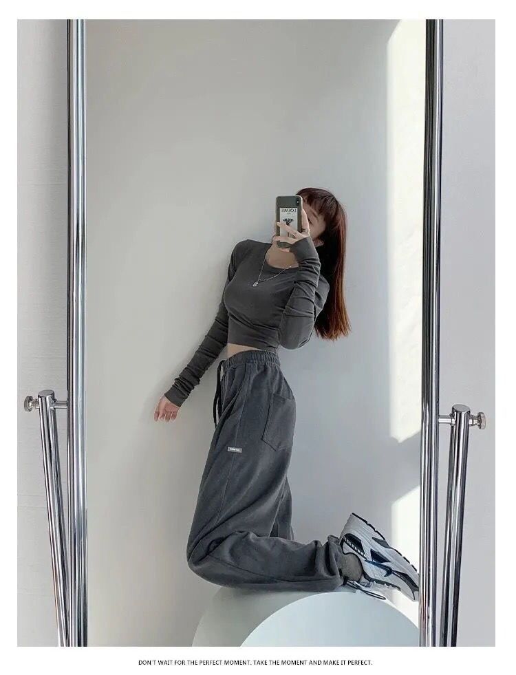 2024 Spring and Summer Thin High Waist American Letter Loose Sports Pants Women's Casual Foot Pants Sweatpants Women's Wholesale