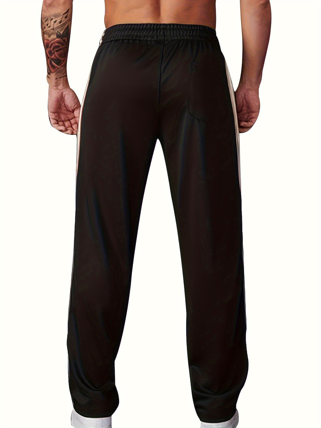 Independent Brand European and American Men's Pearl Cotton Twill Casual Sports Side Stripe Cross-Border High Street Straight Wide-Leg Sweatpants