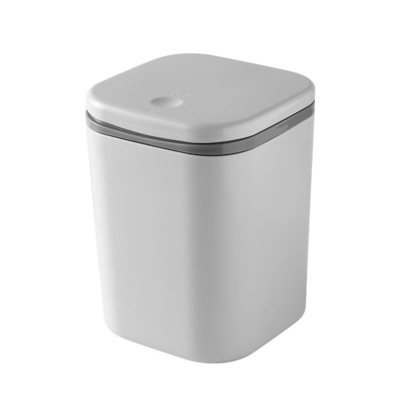 Small Desktop Trash Can for Home Office High-End Dormitory Press with Lid Mini Plastic Storage Trash Can