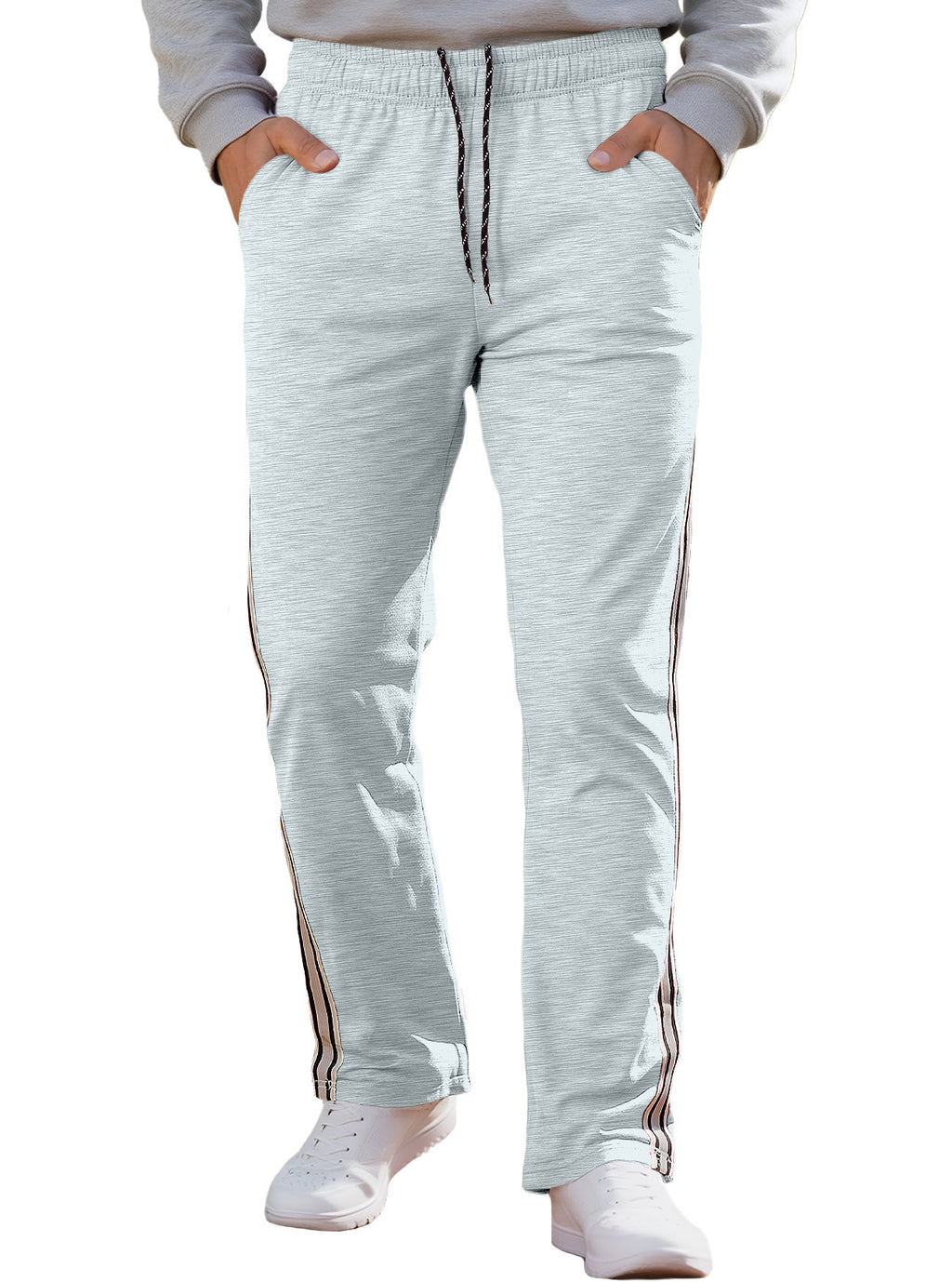 Independent Brand European and American Men's Pearl Cotton Twill Casual Sports Side Stripe Cross-Border High Street Straight Wide-Leg Sweatpants