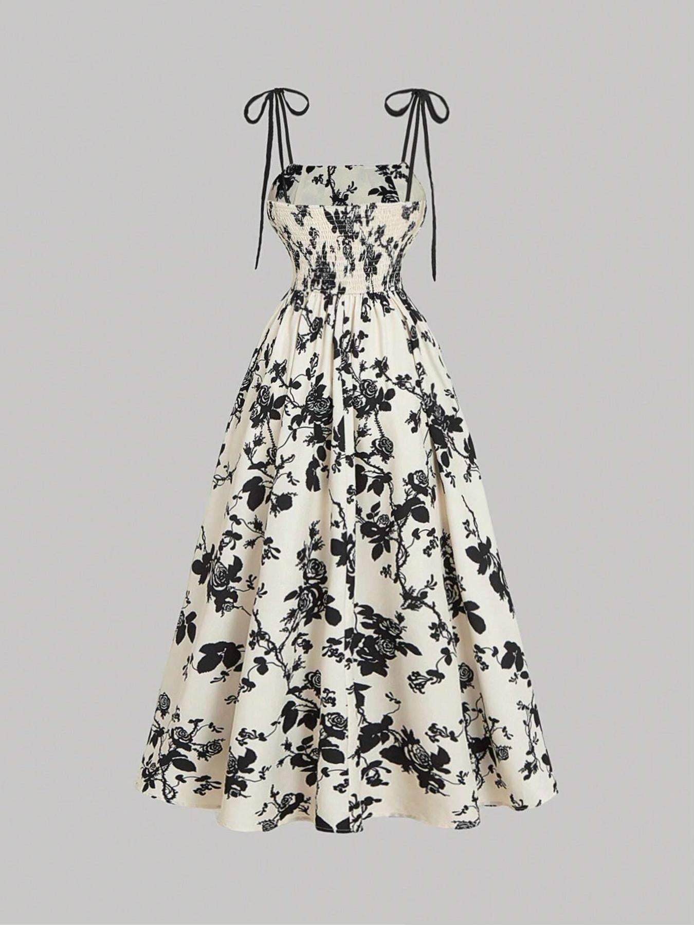 Amazon 2025 European and American New Women's Floral Printed Sling Homecoming dress Summer Sun Dress Spring Dress