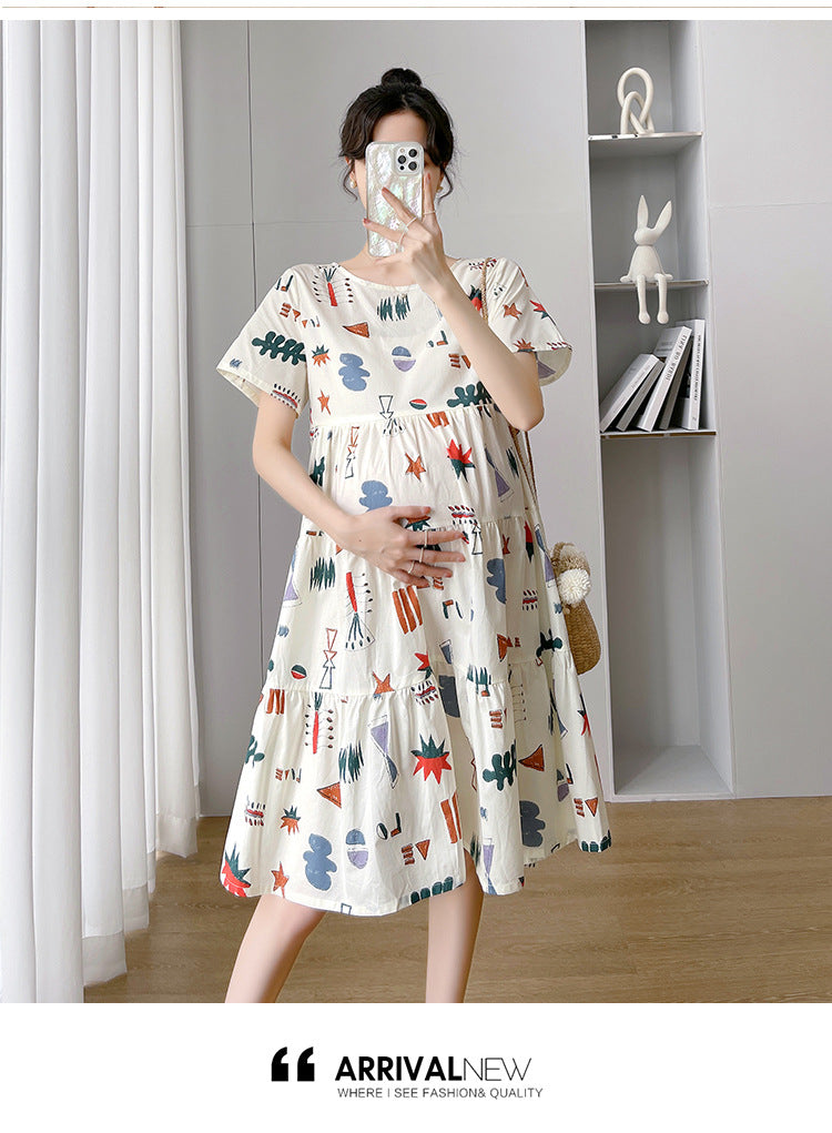 Maternity Summer dress 2024 New Fashion Western Style Loose Pregnant Women dress Hot Mom Loose Pregnant Women Skirt