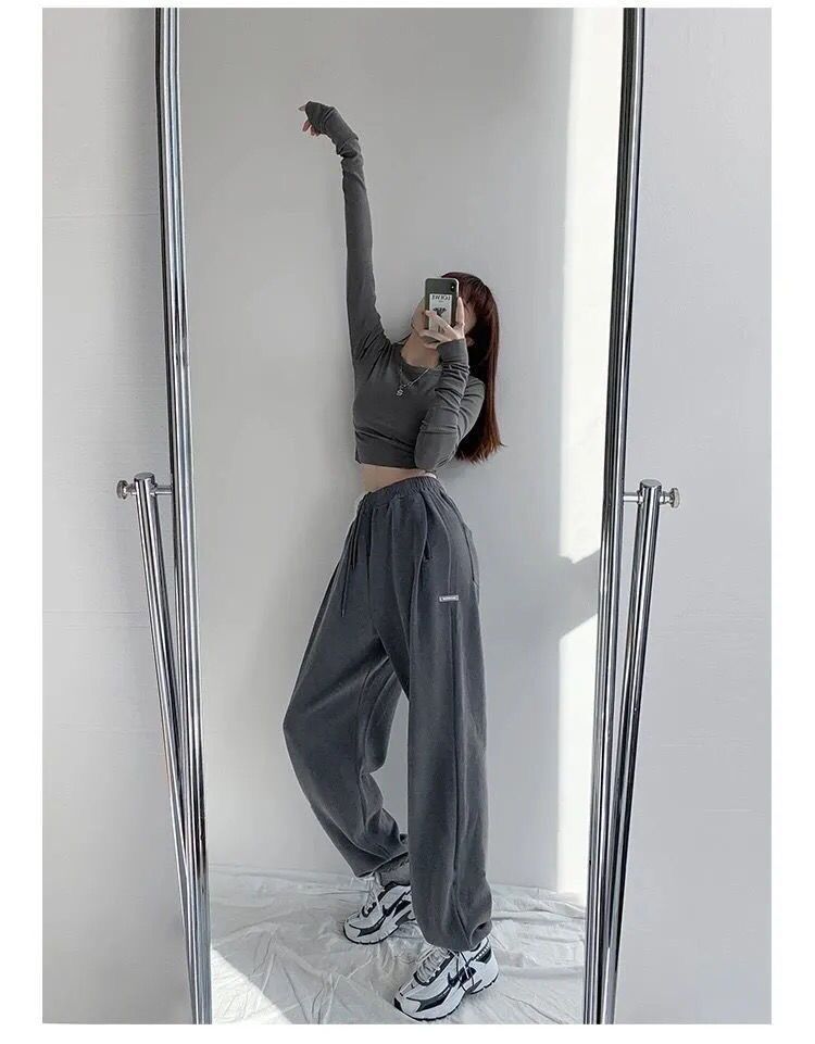 2024 Spring and Summer Thin High Waist American Letter Loose Sports Pants Women's Casual Foot Pants Sweatpants Women's Wholesale