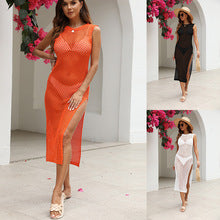 Cross-border European and American Sexy Hollow Strap Long Dress Slim-fit Tassel Beach Dress Sleeveless Knitted V-neck Strap Dress