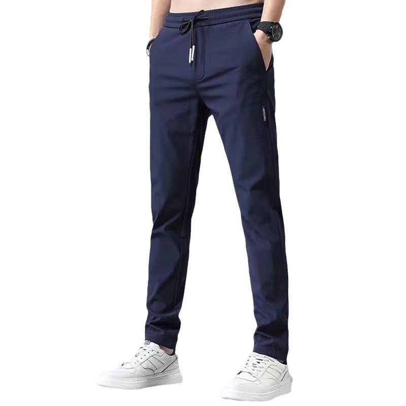 Ice Silk Pants Men's Loose Breathable Straight Slim Casual Pants Summer Thin Trousers Stretch Men's Sports Pants