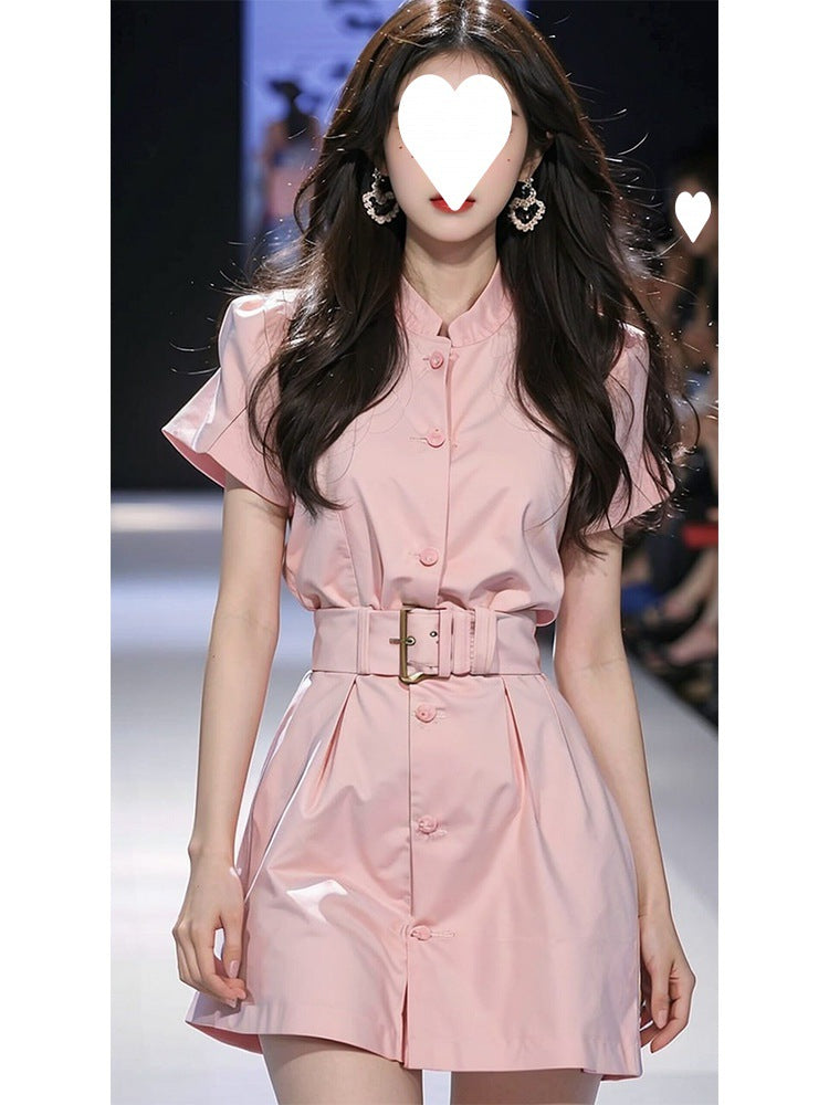 High-end exquisite this year's popular beautiful high cold royal sister wind pink dress women's 2024 new summer