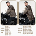 Men's Mid-Length Leather Jacket for Middle-Aged and Elderly People in Autumn and Winter Business European Size Plus Velvet Large Lapel Suit Leather Plush Jacket for Men
