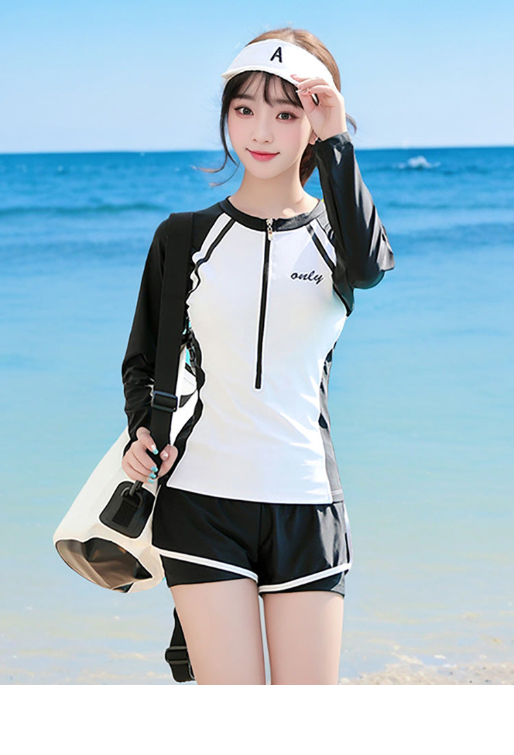Sports Style Swimsuit Female Split Student Conservative Belly-Covering Slimming Look Boxer Briefs Large Size Summer Hot Spring 2025 New Style