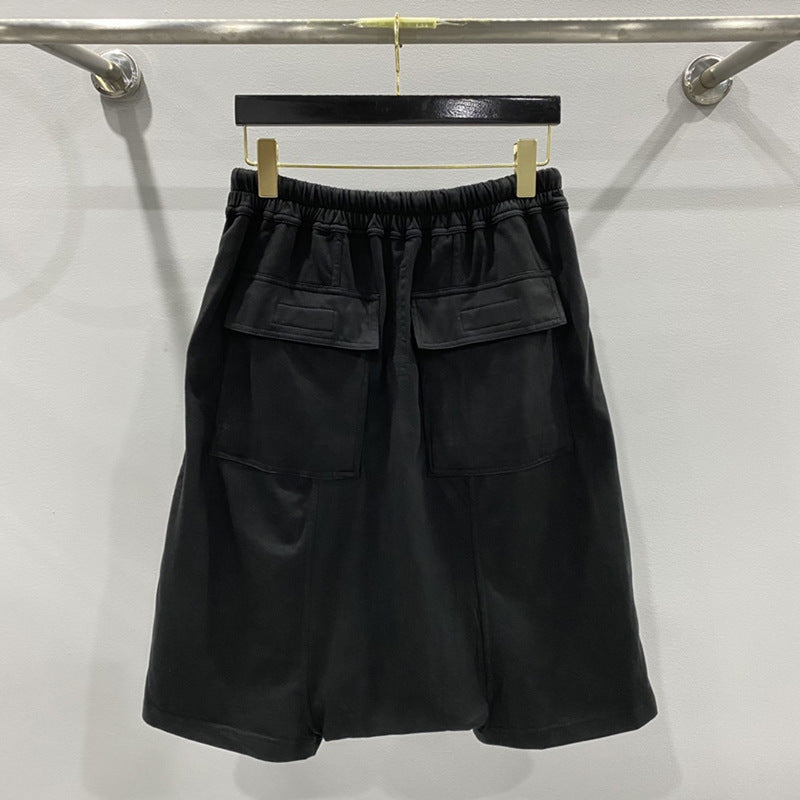SUBHUMAN men's chic dark five-point harem hanging baggy pants shorts casual middle pants